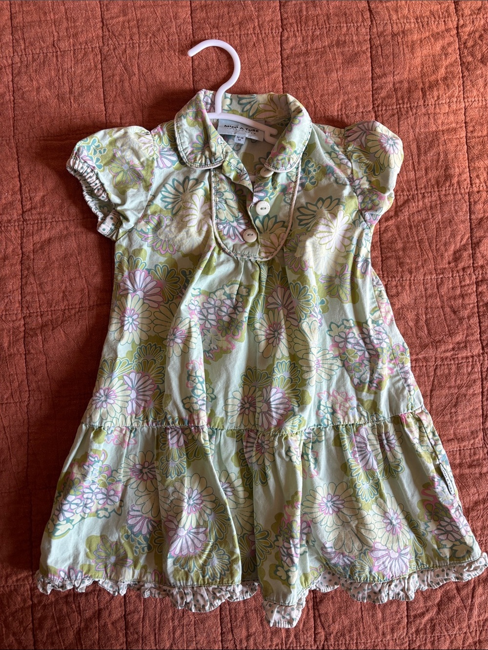 Mini A Ture Pale Green Floral Button-Front Dress